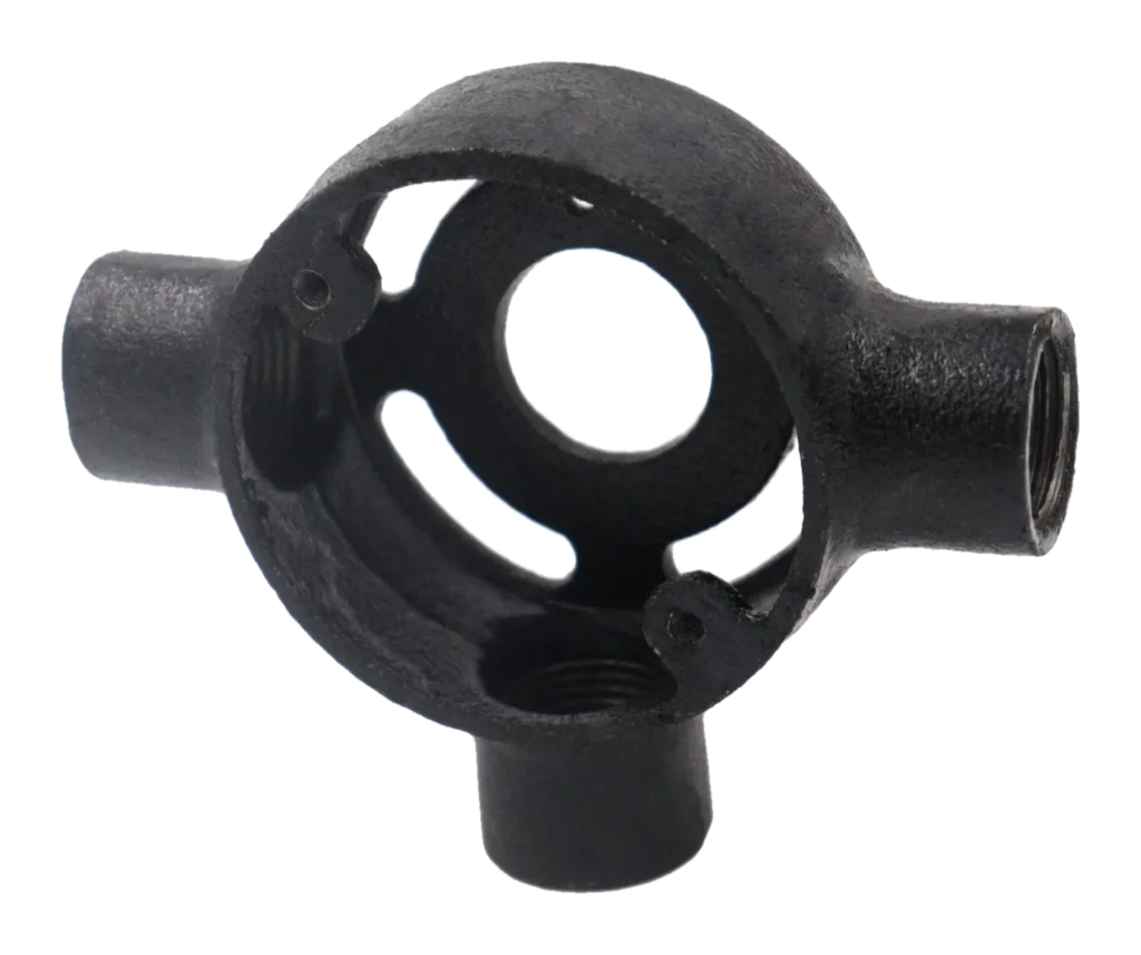 20mm Malleable Tee Extension Conduit Box – Black