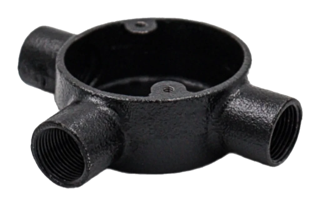 25mm Malleable Tee Conduit Box – Black