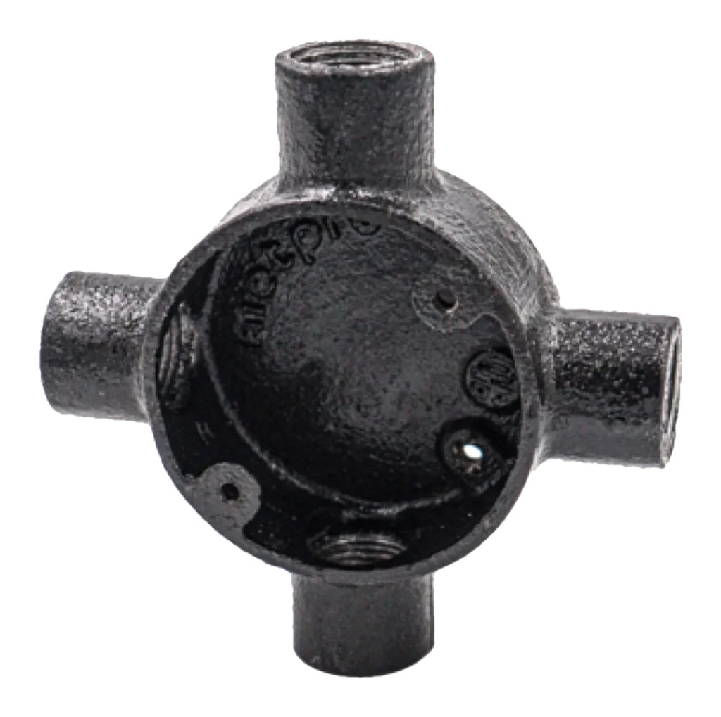 25mm Malleable Intersection Conduit Box – Black
