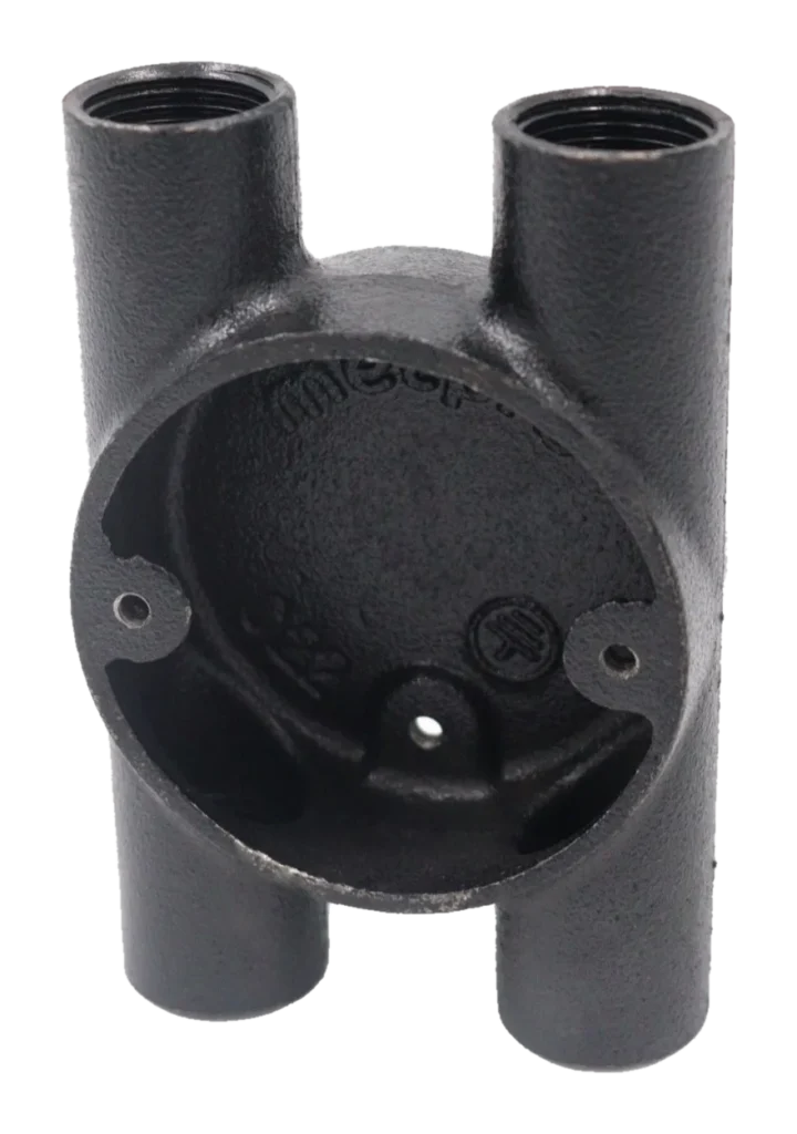 20mm Malleable Through H Conduit Box – Black