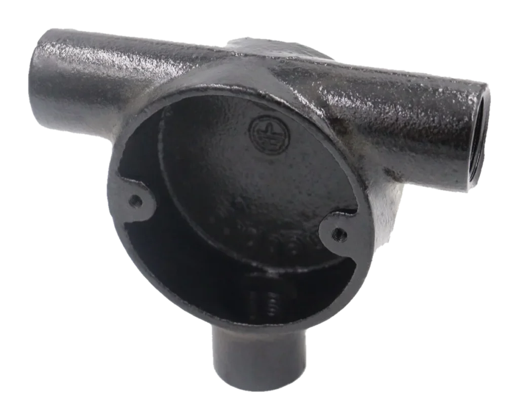 20mm Malleable Tangent Tee Conduit Box – Black