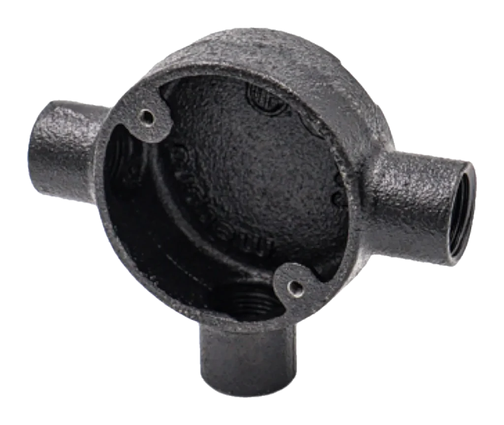 20mm Malleable Tee Conduit Box – Black