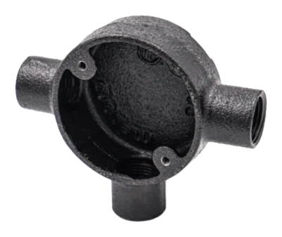 20mm Malleable Tee Conduit Box – Black