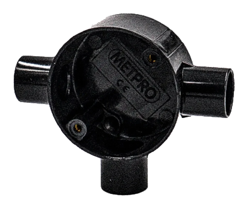 25mm Tee PVC Conduit Box – Black