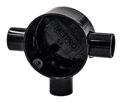 25mm Tee PVC Conduit Box – Black