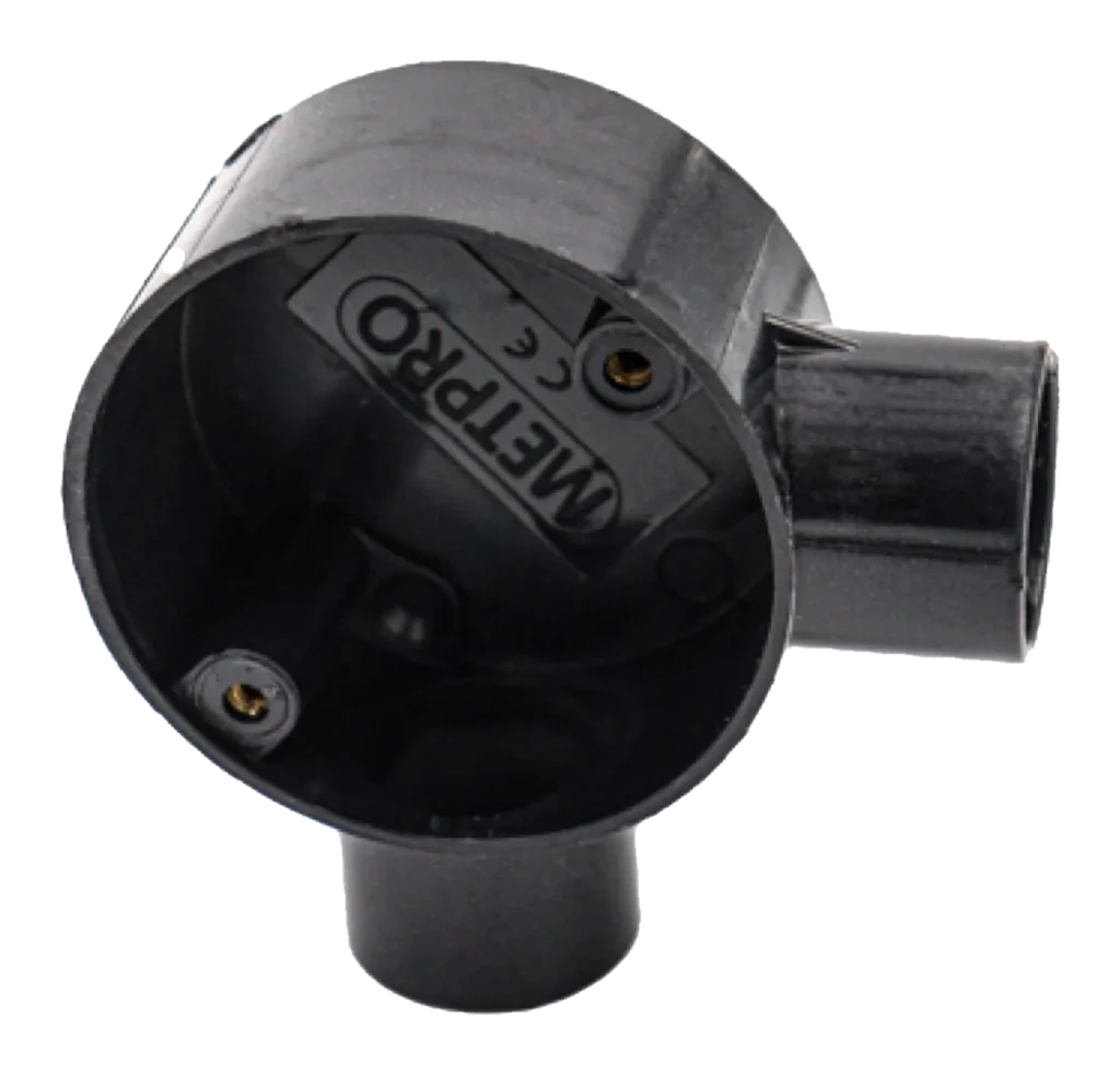 20mm Malleable Angle Conduit Box – Black