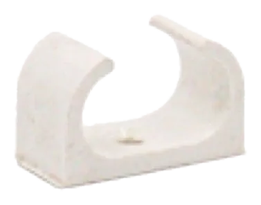 20mm PVC Spring Clip Saddle: Round – White