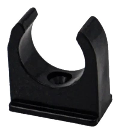 25mm PVC Spring Clip Saddle: Round – Black