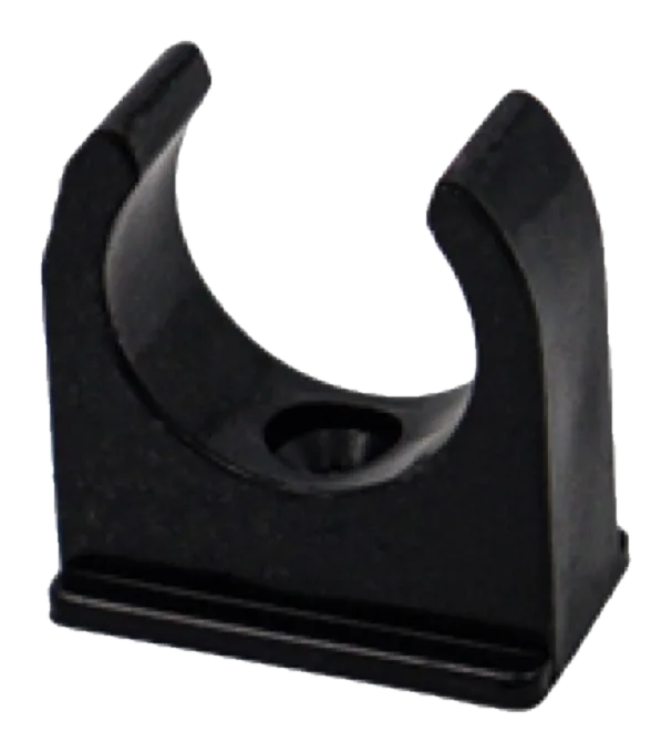25mm PVC Spring Clip Saddle: Round – Black