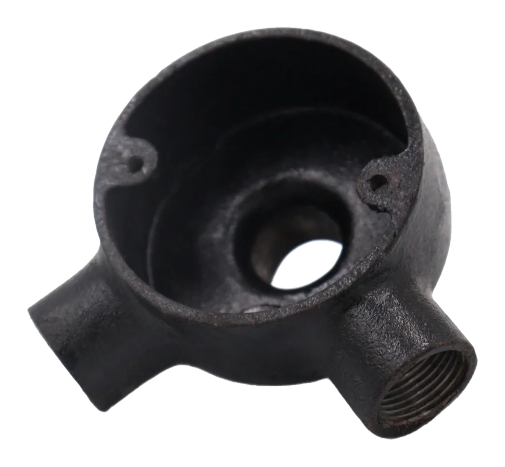 20mm Malleable Angle Back Outlet Conduit Box – Black